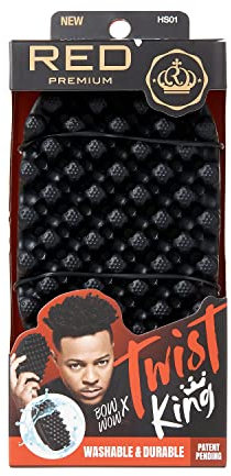RED by Kiss Bow Wow X Twist King -Premium Luxury Twist Styler Brush, Durable Washable Afro Curl Sponge Racket for Barbers and Daily Use, Ideal for Curly, Coiled, 4C Hair