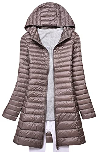 Doudoune Longue Légère Femme Doudoune Legere Femme Long Capuche Fine Hiver Puffer Jacket Veste Matelassée Blouson Matelassé Femme Parka Doudoune Duvet Plume Ultralight Femme Pliable Cintrée Chaude