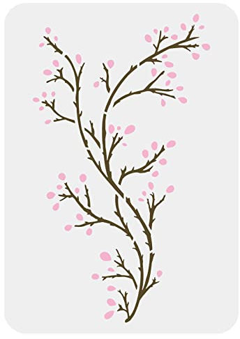 FINGERINSPIRE Zweig Malerei Schablonen 29.7x21cm Große kahle Äste & Knospung Blumen Malschablone Kunststoff PET Baum Zweig Schablone DIY Kunsthandwerk für Malerei auf Wand Fliesen Fenster Stoff