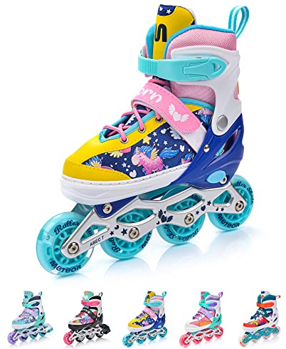 meteor Patines Línea 4 en 1 Ajustables para Niños y Adolescentes - Resistentes Infantiles Jóvenes y Adultos