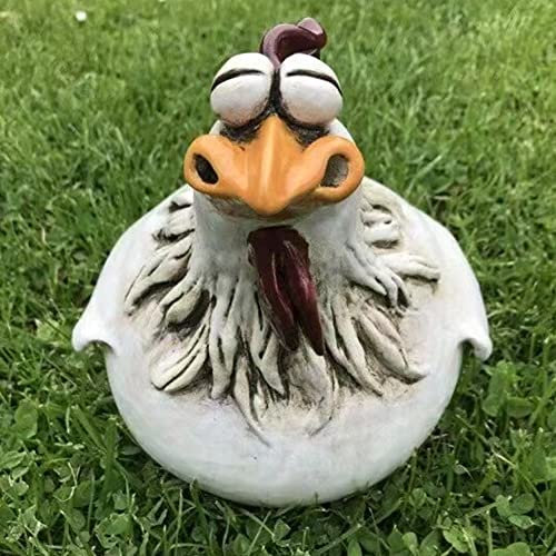 OKESYO Poulet en céramique - Décoration de jardin - Tabouret de clôture en céramique - Poulet - Résine - Décoration de jardin - Résistant aux intempéries