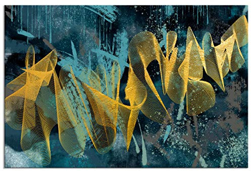 decomonkey - Tableau Acoustique Abstrait 120x80 1 Pièce - Impression sur Toile Décoration Maison Isolation Peinture Image Phonique Déco Bureau Abstraction vagues fond de texture moderne