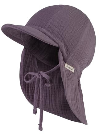 Sterntaler Schirmmütze Nacken Musselin - Mädchen Mütze aus Baumwoll Musselin (Bio) - UV-Schutz 50+ Sonnenhut mit Nackenschutz - Kinder Sommer Kopfbedeckung- pastellviolett, Größe 45