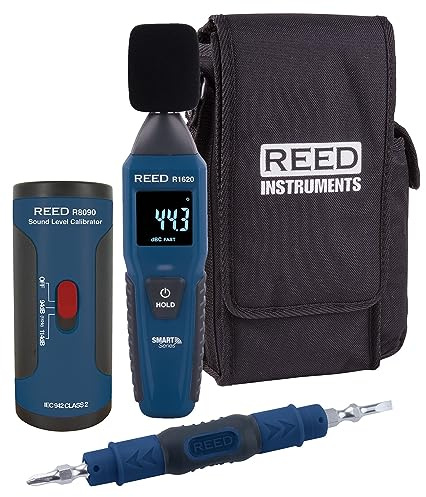 REED Instruments R1620-KIT Data Logging Smart Series Sound Level Meter with Sound Level Calibrator, Precision Calibration Screwdriver and Carrying Case