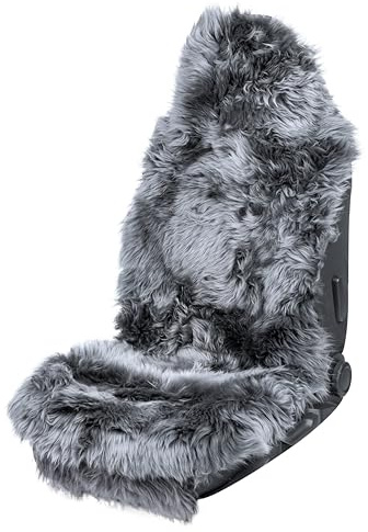 Walser Premium Peau de Mouton pour siège Marla, 100% Peau de Mouton pour siège de Voiture avec 5cm de Hauteur de Laine, protège-siège en Peau de Mouton, Housse de Protection en Fourrure Anthracite