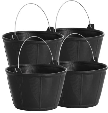 KEROPPA - Cubo Caldereta para Albañil, 4 Unidades, Asa Metálica, 11 Litros, Transporte de Agua y Materiales