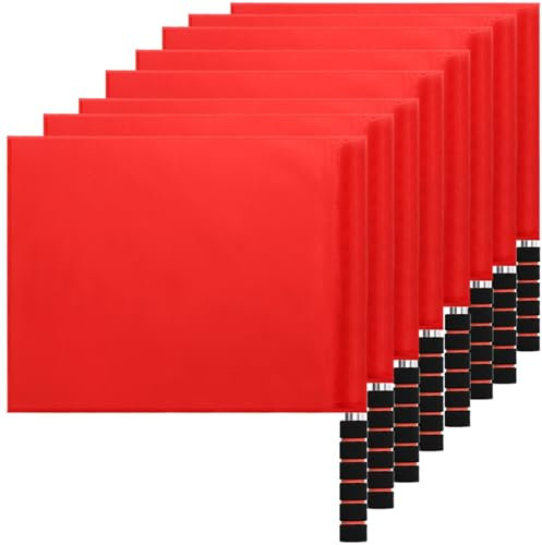 DEAYOU 8 PCS Referee Flag, Volleyball Line Judge Flags, Red Command Hand Signal Flag with Stainless Steel Sponge Handle for Linesman, Track and Field, Sports Events, Soccer, Football, 15.5 x 11.8
