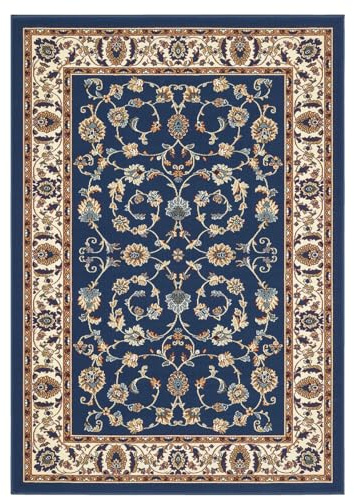 Tappeto persiano orientale, tappeto economico salotto soggiorno, riproduzione motivi classici 2079 azzurro cm.140x200