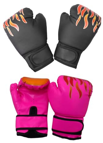 2 Pair of Kids Boxing Gloves for Sparring And Training, Punching Gloves for, Pink and Black