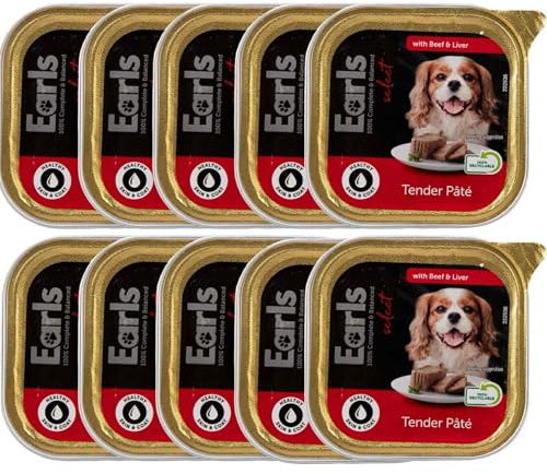LUNEXA Bundle – Earls Select Tender Paté Wet Dog Food with Beef & Liver, 10 x 150g Trays – 100% Complete & Balanced Nutrition, Healthy Skin & Coat