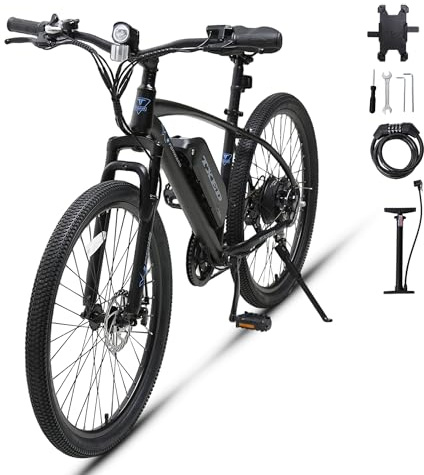 Txed Electric Bike for Adults, 27.5 Inch Electric Mountain Bike, 250W Motor, 36V 13Ah Battery, 50km Range, Shimano 7 Speed, UK Road Legal E-Bike [Accessory Bundle]