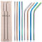 AniSqui Set of 8 Reusable Metal Straws and Cleaner, 8.5'' Coloured Stainless Steel Straws Reusable, (4 Straight + 4 Bent + 2 Brushes Reusable Straws Drinking)