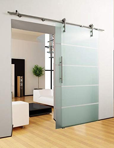DURADOOR® Gleittür aus ESG Glas im 5-Streifendesign 2050 mm x 900 mm x 10 mm Innentür Zimmertür Beschlag Bürotür