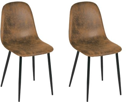 Homy Casa Esszimmerstühle 2-er weichen Sitzstühlen und Küchenstühlen mit massiven Metallbeinen für Wohnzimmer Schlafzimmer Wildleder Braun