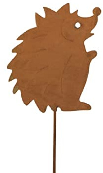 RiloStore Set di 6 spine a forma di riccio, 9 cm, in metallo, decorazione da giardino, 30 cm, decorazione natalizia per giardino, decorazione di animali in metallo