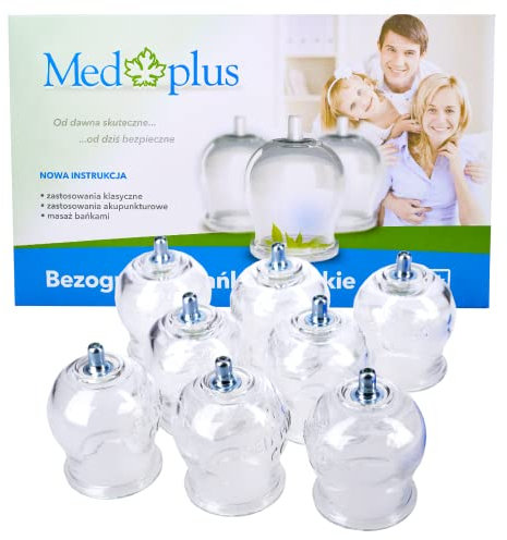 Cupping Cups with Pump 8 Pieces, Glass Cupping, Traditional Chinese Therapy, Chinese Massage Medical, 58 mm x 27 mm x 37 mm | Back Pain Relief, Physical Therapy, Lymphatic Drainage Neck
