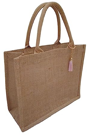 Generico BORSA IN JUTA con PENDENTE REALIZZATA ARTIGIANALMENTE 30 x 25 x 12 cm Fabbricazione Artigianale di Borse
