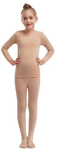 dPois Ropa Interior Térmica Unisex Niños Dos Piezas Camiseta Manga Larga y Pantalón Leggings con Cintura elástica Traje cálido Cuello Redondo Invierno Type D Nude 7-10 años