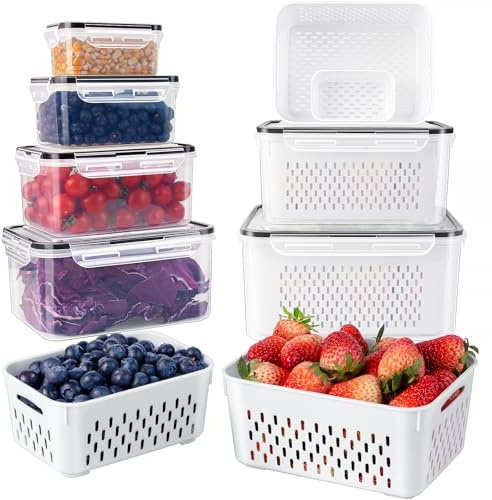 Freshmage Fruit Storage Containers for Fridge with Removable Colander 6 pcs