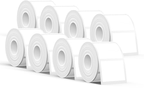 SUPVAN T50M Etiketter, 40mm x 30mm, 250 St/Rull, 8 Rullar, Svart På Vit | Termisk, Vattentät, Oljeresistent, Slitstark, Stark Vidhäftning, Automatisk Identifiering, för Skola, Kontor och Hem