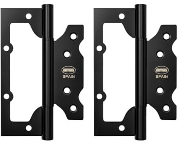 Amig - Pack de 2 Bisagras - 100 x 63,5 x 2,5 mm - Recomendada para su Uso en Puertas- Apertura y Cierre Silencioso - Acero Inoxidable Negro Mate - Incluye Tornillería