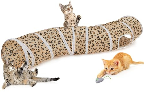 Hedgeink Tunnel pour Chat en S–Tunnels de Jeu avec Jouets, Tunnel Pliable pour Chat d’Intérieur, Lapin, Cochon d’Inde, Furet, Hamster, Chiot, Chaton