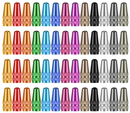 XLIUAX 52 tapas de válvula Presta, tapas de aire multicolor para neumáticos de bicicleta, cubierta de válvula Presta de aluminio, tapa de vástago de válvula de bicicleta francesa, tapas de vástago de
