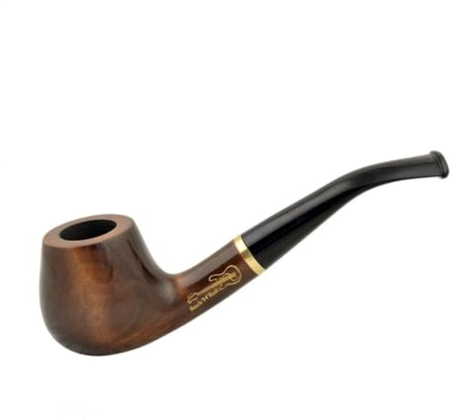 Mr. Brog ROCK'n'ROLL tobakspipa – Bent Apple Form – 14,5 cm – handarbete av päronträ – 9 mm filter – slätt och förkolnat – presentidé för män (valnöt)