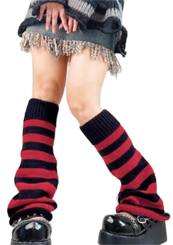 DRESHOW Calentadores Y2k para Mujer y Niña Calentadores Piernas Mujer Puños Elásticos de Punto para Botas de Baile Accesorio de Moda para Outfits Cálidos para Fiestas y Festivales