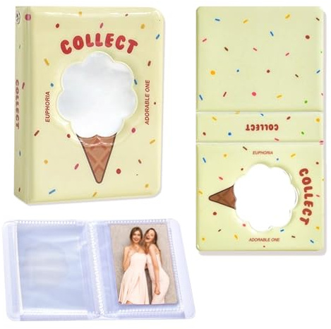 KASESSS Affascinante Mini Album Fotografico, 3 Pollici Album Carte Che Contiene 36 Foto, Copertina Cava Con Finestra Sostituibile, Bifacciale Da 18 Pagine Photocard Binder Per Famiglie, Anniversa