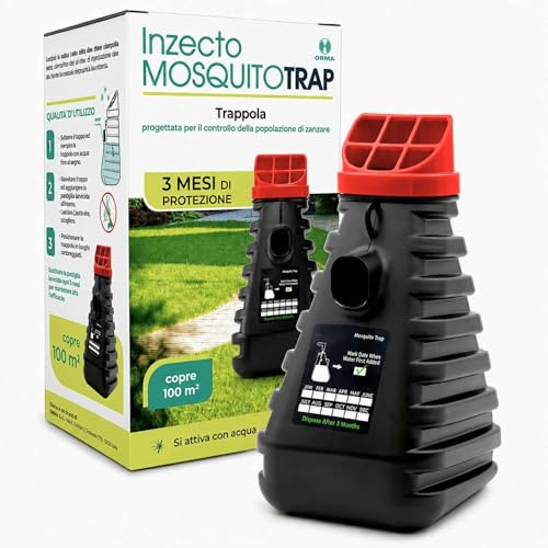MOSQUITO TRAP | 1 PZ Trappola Zanzare Esterno Efficace 3 Mesi - Larvicida e Adulticida con Tecnologia a Rilascio Lento - Copertura 100mq - Esca Organica Inclusa - Antizanzare Prodotto