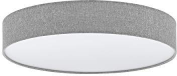EGLO LED Deckenleuchte Romao, 1 flammige Deckenlampe aus Stahl, Kunststoff, Textil in Weiß, Grau, mit Fernbedienung, Farbtemperaturwechsel (warm, neutral, kalt), Nachtlicht, dimmbar, Ø 57 cm