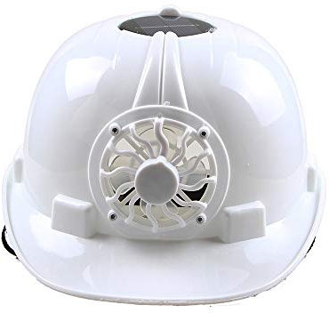 HYFAN Casco di sicurezza rigido ventilato traspirante con ventilatore solare e fodera regolabile rimovibile (PP, bianco)