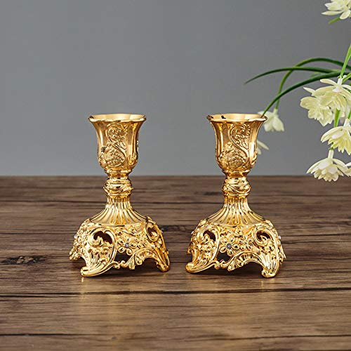 Sziqiqi Set di 2 Candelieri Candelabri Candelabro Portacandele in Oro Cromato Metallo per Soggiorno Tavolo da Pranzo Centrotavola Creativo, Oro