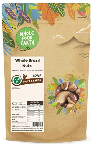 Wholefood Earth Whole Brazil Nuts 500 g | GMO Free | Natural | Source of Fibre