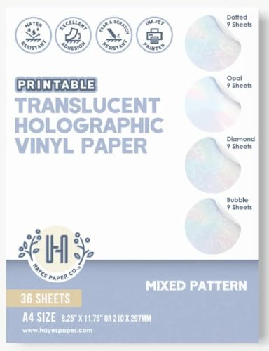 Utskrivbart genomskinligt holografiskt vinylklistermärke papper - blandat mönster A4/36PK