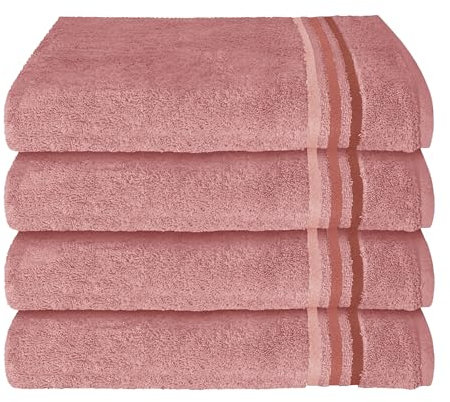Schiesser Frottier Handtuch Skyline Color im 4er Set | 100% Baumwolle aus nachhaltiger Produktion | saugstark, weich, farbecht | 50x100cm | Altrosa
