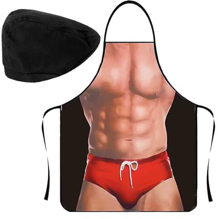 1 Morceau De Tablier De Cuisine, 1 Morceau De Toque De Chef, Tablier Amusant Personnalisé, Tablier Imperméable Et Résistant à L'huile, Design Créatif Personnalisé, Adapté Au Barbecue Et Au Camping