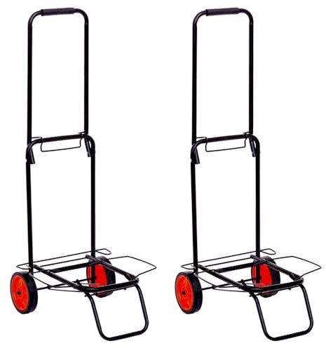 Pack de 2 carros Playa portasillas y portatodo Plegables de Acero Negro de 34x45x100 cm