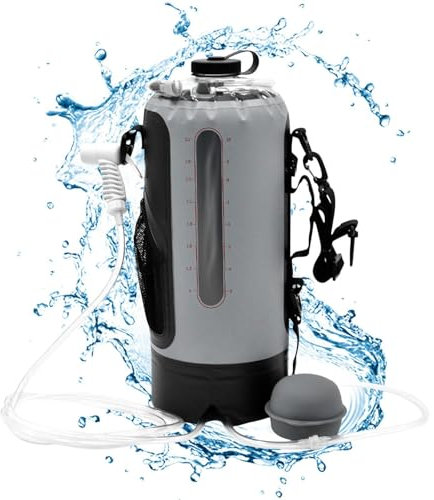 Tragbare Duschtasche, Solardusche Tasche - Outdoor-Duschtasche mit großem Fassungsvermögen, Mehrzweck-Duschtasche 12 Liter, verstellbare Duschtasche mit Druck-Fußpumpe