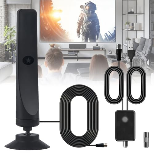 HIULLEN Rewave TV-Antenne, DVBT2 Antenne, Digitale TV-Antenne für den Innenbereich mit Starkem Signal, 50 Meilen Reichweite,4K 1080P Smart-TV-Antenne für den Innenbereich Unterstützt VHF/UHF/DAB-Radio