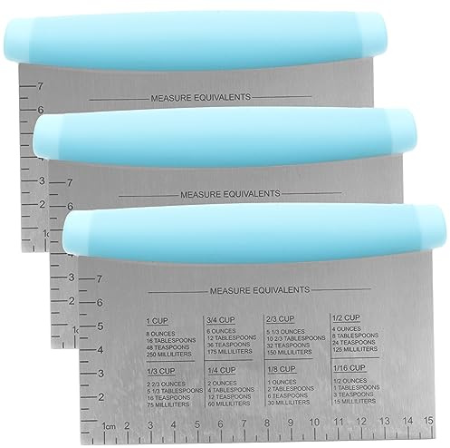 CIYODO Juego De 3 Raspadores De Acero Inoxidable con Mangos Curvos para Hornear Cortar Y Medir Herramientas De Cocina