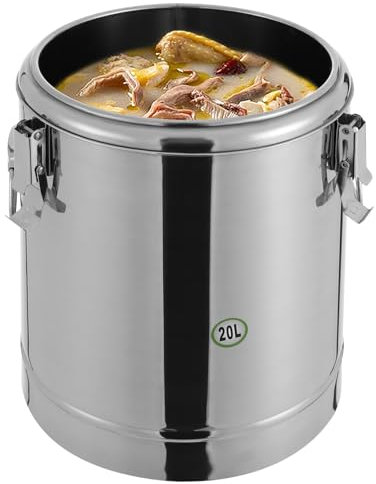 Begoniape Thermobehälter, 20L Edelstahl Isoliert Eimer, Versiegelter isolierter Suppenbehälter mit Deckel und Griffe, isolierter Suppentransporter für Schulkantinen, Hotels, Restaurants, 29.5 * 38cm