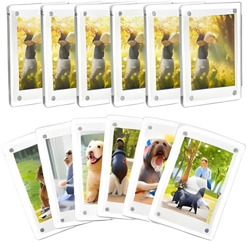 Vicyak High Transparency Acrylic Magnetic Photo Frame 12pcs (6cmx9cm) for Fridge, Double-Sided Frameless Design, Compatible with Instax and Polaroid Photos, 2.36x3.54 Inches, 12-Pack
