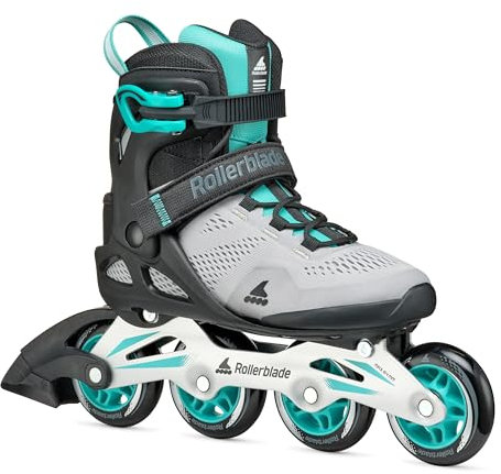 Rollerblade Macroblade 80 Women's Adult Fitness Inline Skate, Grey and Teal Blue, Performance Inline Skates