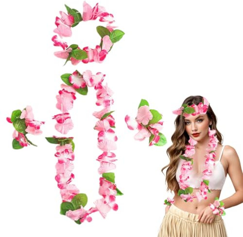 OUDQFCJ Ghirlande Hawaiane Corona Hawaiana Tropicale Ghirlanda Di Spiaggia Hawaiana Party Decor Braccialetto Fascia Collana Di Ghirlande Per Carnevale Natale Capodanno Pasqua Cheerleader Feste