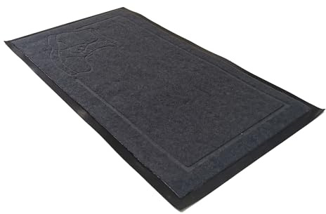 Comart - Tappetino Asciugapassi Victor - 45x75 cm - Zerbino in PVC per Ingresso Esterno o Interno - Base Antiscivolo - Sottile - Fuori Porta per Entrata - Design in 3D - Nero - Decoro Scarpone