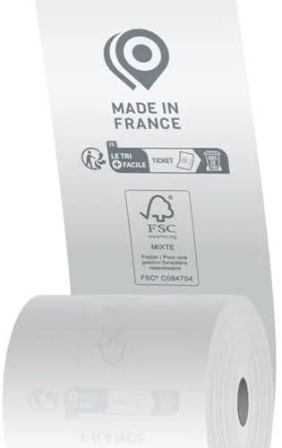 Rouleau ticket de caisse 80x75x12 – Lot de 50 – compatible imprimante rouleau caisse thermique 80x80 – papier 55 g/m² plus résistant – FSC sans BPA – Made in France – La Bobine Française