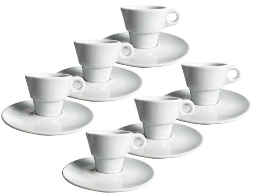 12-tlg. Set Espressotassen mit Unterteller aus Porzellan 50 ml - Porzellantassen - Kaffeetassen - Teetassen - Cafe-Tassen - Tassen-Set mit Unterteller - Mokkatassen - Moccatassen