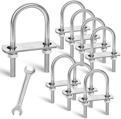 SRZTXU 8 Sets M8 U-Bolts,u-Bolts 2 (50mm) Wide,U-Bolts with Nuts